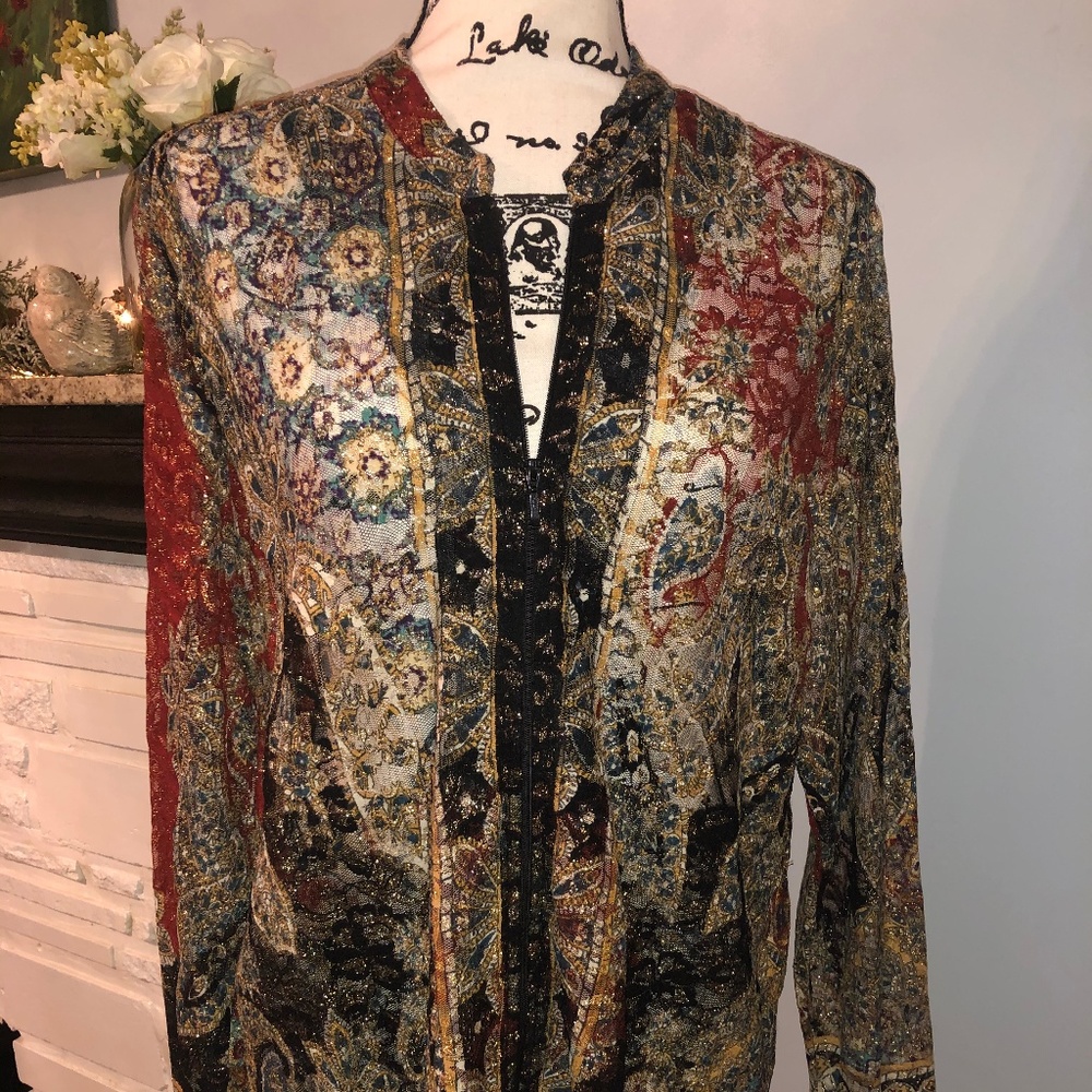 Chico's Multi-Color Metallic Sheer Jacket